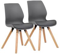 CLP Set di 2 sedie Luna - Scocca in 4 Varianti - Seduta Imbottita in plastica, Tessuto, Velluto ed Ecopelle, Colore:Grigio, Materiale:Plastica