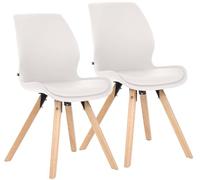 CLP Set di 2 sedie Luna - Scocca in 4 Varianti - Seduta Imbottita in plastica, Tessuto, Velluto ed Ecopelle, Colore:Bianco, Materiale:Plastica