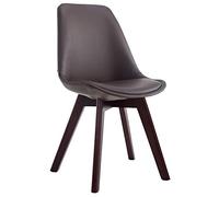 CLP Sedia da Pranzo Manado Scandinava I Sedia Soggiorno Imbottita in Similpelle E Legno di Faggio Alt.47 CM, Colore:Marrone, Colore del Telaio:Noce
