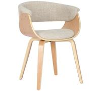 CLP Bruce Chair I Sedia da pranzo con rivestimento in tessuto confortevole, Colore:crema, Colore del telaio:natura