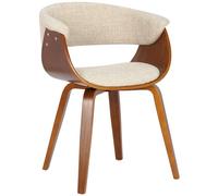 CLP Bruce Chair I Sedia da Pranzo con Rivestimento in Tessuto Confortevole, Colore:Crema, Colore del Telaio:Noce