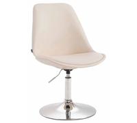 CLP Sedia da Pranzo Regolabile Maverick in Similpelle I Sedia Design Rosa Scandinavo con Base Tonda in Metallo, Colore:Crema, Colore del Telaio:Cromo