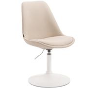 CLP Sedia Da Pranzo Regolabile Maverick In Stoffa I Sedia Design Rosa Scandinavo Base Tonda In Metallo, Colore:crema, Colore del telaio:bianco