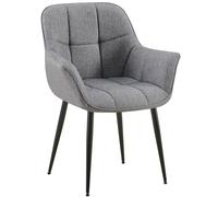 CLP Sedia Da Pranzo Roseville I Fodera Trapuntata In Tessuto O Similpelle I Poltroncina Cucina Con Braccioli, Colore:grigio scuro, Materiale:Stoffa