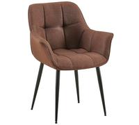 CLP Sedia da pranzo Roseville I Sedia moderna con braccioli e schienale imbottito I Sedia imbottita con portata fino a 150 kg ed ergonomica, Colore:marrone, Materiale:Stoffa
