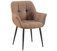 CLP Sedia Da Pranzo Roseville I Fodera Trapuntata In Tessuto O Similpelle I Poltroncina Cucina Con Braccioli, Colore:tortora, Materiale:Stoffa