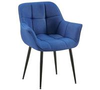CLP Sedia Da Pranzo Roseville I Fodera Trapuntata In Tessuto O Similpelle I Poltroncina Cucina Con Braccioli, Colore:blu, Materiale:Stoffa