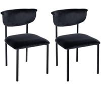 CLP Sedia da pranzo set 2 pezzi, sedia ospite Gambell velluto, sedia imbottita moderna con schienale e gambe in metallo, 130 kg, Colore:nero