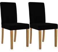 CLP Sedia da Pranzo Set di 2 Rivestita con Schienale INA, Sedia da Cucina in Velluto a Coste, Struttura Stabile in Legno, Colore:Nero, Colore del Telaio:Antico Chiaro