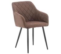 CLP Sedia da Pranzo Shila Fodera A Rombi I Poltroncina Salone Comfort in Velluto O Stoffa con Braccioli, Colore:Marrone, Materiale:Stoffa