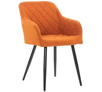 CLP Sedia da Pranzo Shila Fodera A Rombi I Poltroncina Salone Comfort in Velluto O Stoffa con Braccioli, Colore:Arancione, Materiale:Stoffa