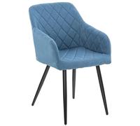 CLP Sedia da Pranzo Shila Fodera A Rombi I Poltroncina Salone Comfort in Velluto O Stoffa con Braccioli, Colore:Blu, Materiale:Stoffa
