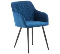 CLP Sedia da Pranzo Shila Fodera A Rombi I Poltroncina Salone Comfort in Velluto O Stoffa con Braccioli, Colore:Blu, Materiale:Velluto