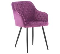 CLP Sedia da Pranzo Shila Fodera A Rombi I Poltroncina Salone Comfort in Velluto O Stoffa con Braccioli, Colore:Viola, Materiale:Velluto