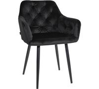 CLP Sedia da pranzo Stanley I Velluto I Sedia imbottita trapuntata I Sedia da cucina con protezioni per il pavimento, Colore:nero