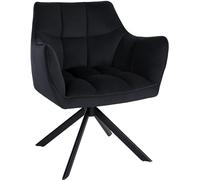 CLP Sedia da pranzo Swing Velvet I Sedia girevole imbottita, Colore:nero, Colore del telaio:nero