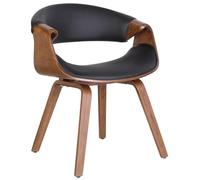 CLP Sedia da sala da pranzo Foley I Con bracciolo e struttura in legno I Sedia da cucina e da soggiorno, Colore:nero, Materiale:Ecopelle