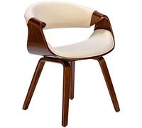 CLP Sedia da sala da pranzo Foley I Con bracciolo e struttura in legno I Sedia da cucina e da soggiorno, Colore:noce/crema, Materiale:Stoffa
