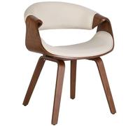 CLP Sedia da sala da pranzo Foley I Con bracciolo e struttura in legno I Sedia da cucina e da soggiorno, Colore:crema, Materiale:Stoffa