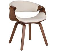 CLP Sedia da sala da pranzo Foley I Con bracciolo e struttura in legno I Sedia da cucina e da soggiorno, Colore:crema, Materiale:Ecopelle