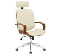 CLP Sedia Da Ufficio Dayton Finta Pelle I Sedia Da Scrivania Con Poggiatesta I Sedia Girevole A 360° Regolabile In Altezza Con Funzione Bascula, Colore:noce/crema