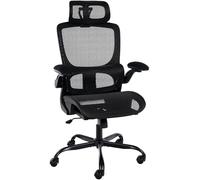 CLP Sedia da ufficio ergonomic, Sedia da scrivania Kaylee regolabile in altezza con poggiatesta, Sedia girevole con supporto lombare, Colore:nero