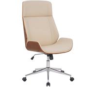 CLP Sedia da ufficio ergonomica con braccioli Varel, sedia da scrivania con struttura moderna girevole e regolabile in altezza | Colore noce/crema