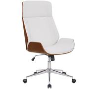 CLP Sedia da ufficio ergonomica con braccioli Varel, sedia da scrivania con struttura moderna girevole e regolabile in altezza | Colore noce/bianco