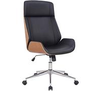 CLP Sedia Studio Scrivania Varel In Similpelle E Legno I Poltrona Ufficio Presidenziale Regolabile 44-52 CM, Colore:natura/nero