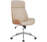 CLP Sedia Studio Scrivania Varel In Similpelle E Legno I Poltrona Ufficio Presidenziale Regolabile 44-52 CM, Colore:natura/crema