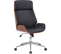 CLP Sedia Studio Scrivania Varel In Similpelle E Legno I Poltrona Ufficio Presidenziale Regolabile 44-52 CM, Colore:noce/nero