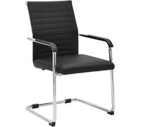 CLP Sedia da ufficio ergonomica Hakon, cantilever con braccioli, telaio in metallo cromato, sedia visitatore nera, sedia conferenza, Colore:nero