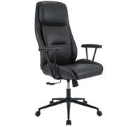 CLP Sedia da Ufficio ergonomica Siddar, Sedia da scrivania in Ecopelle con Schienale inclinabile a 3 Posizioni, Altezza Regolabile, Colore:Antico Nero