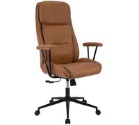 CLP Sedia da Ufficio ergonomica Siddar, Sedia da scrivania in Ecopelle con Schienale inclinabile a 3 Posizioni, Altezza Regolabile, Colore:Antico Marrone