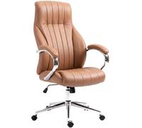 CLP Sedia da Ufficio ergonomica Wigan, Poltrona direzionale con Inserti in Vera Pelle, Altezza Regolabile, Funzione Basculante, Fino a 135 kg Colore Marrone Chiaro