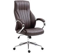 CLP Sedia da Ufficio ergonomica Wigan, Poltrona direzionale con Inserti in Vera Pelle, Altezza Regolabile, Funzione Basculante, Fino a 135 kg Colore Marrone