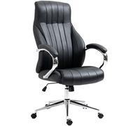 CLP Sedia da Ufficio ergonomica Wigan, Poltrona direzionale con Inserti in Vera Pelle, Altezza Regolabile, Funzione Basculante, Fino a 135 kg Colore Nero