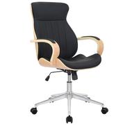 CLP Sedia da ufficio Melilla in similpelle I Sedia ergonomica I Seduta confortevole I Funzione girevole a 360, funzione dondolo, Colore:natura/nero