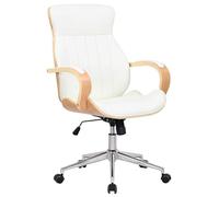 CLP Sedia da ufficio Melilla in similpelle I Sedia ergonomica I Seduta confortevole I Funzione girevole a 360, funzione dondolo, Colore:natura/bianco