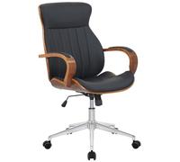 CLP Sedia da ufficio Melilla in similpelle I Sedia ergonomica I Seduta confortevole I Funzione girevole a 360, funzione dondolo, Colore:noce/nero
