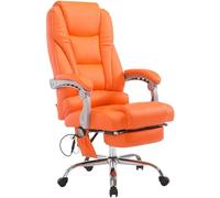 CLP Sedia da ufficio Pacific in ecopelle I funzione massaggio I ergonomica, girevole a 360° con poggiapiedi, Colore:arancione