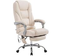 CLP Sedia da ufficio Pacific in ecopelle I funzione massaggio I ergonomica, girevole a 360° con poggiapiedi, Colore:crema