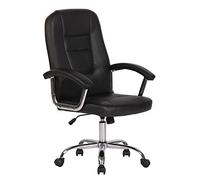 CLP Sedia da Ufficio Reedville con Rivestimento in Similpelle I Sedia direzionale con braccioli Imbottiti I Sedia Girevole ergonomica, Colore:Nero