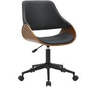 CLP Sedia da Ufficio Sorrento, Regolabile in Altezza, Girevole a 360°, con Ruote, in Similpelle e Schienale Imbottito Colore noce/nero