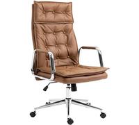 CLP Sedia Da Ufficio Sotira In Vera Pelle I Sedile Imbottito E Regolabile In Altezza I Con Ruote, Colore:marrone chiaro