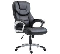 CLP Sedia da ufficio Texas ergonomica, regolabile in altezza e girevole, con braccioli, schienale inclinabile, fino a 120 kg, in ecopelle, Colore:nero