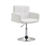 CLP Sedia Design Lounge Los Angeles Similpelle I Poltroncina Girevole E Regolabile I Sedia Pranzo Imbottita Con Braccioli, Colore:bianco