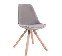 CLP Sedia Design Toulouse Imbottita in Velluto I Sedia Pranzo Scandinava con Telaio in Legno Gambe Quadrate, Colore:Grigio, Colore del Telaio:Natura