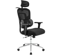 CLP Sedia ergonomica con poggiatesta Lothenda, Regolabile in Altezza con Supporto Lombare, braccioli 3D, Sedia Girevole Fino a 150 kg, Colore:Nero