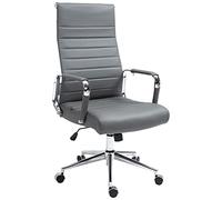 CLP Sedia ergonomica da ufficio Kolumbus in vera pelle, sedia da scrivania regolabile in altezza, con rotelle, portata fino a 150 kg, Colore:grigio